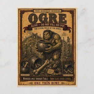 Oger, Vintage-Zirkusmonster Postkarte