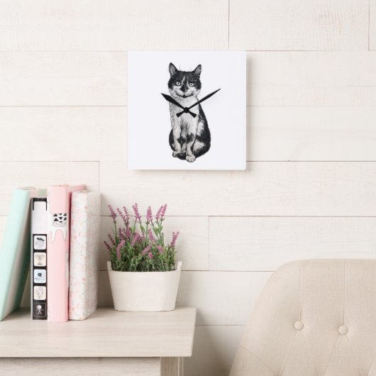 Ogie die Katze Quadratische Wanduhr (Lesesaal)