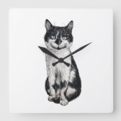 Ogie die Katze Quadratische Wanduhr (Vorderseite)