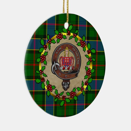 Ogilvie Clan Abzeichen & Tartan Personalisierte We Keramik Ornament (Rechts)