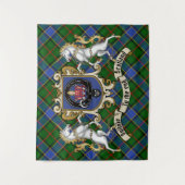 Ogilvie Clan Abzeichen & Unicorns w/Tartan Wandteppich (Vorderseite)