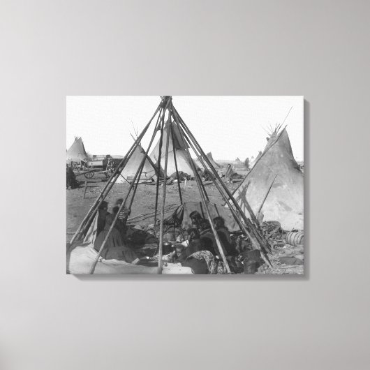 Oglala Frauen und Kinder in Tipi Leinwanddruck (Vorderseite)