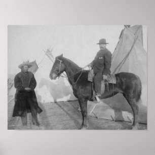 Oglala Haupt"felsiger Bär" mit Weiß Poster