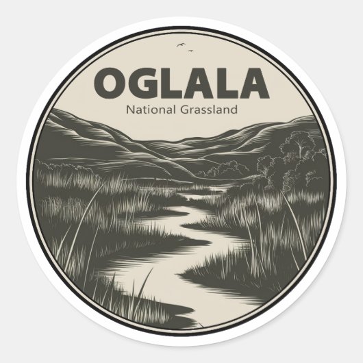 Oglala National Grassland Nebraska Stream Runder Aufkleber (Vorderseite)