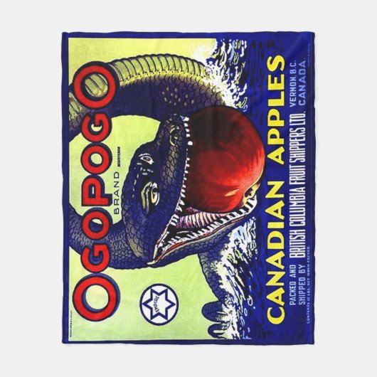 Ogopogo Kanadischer Äpfel Obstkarton Fleecedecke (Vorderseite)