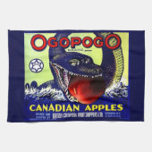 Ogopogo Kanadischer Äpfel Obstkarton Geschirrtuch (Horizontal)