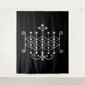 Ogoun-Sieb auf schwarz Wandteppich (Vorderseite)