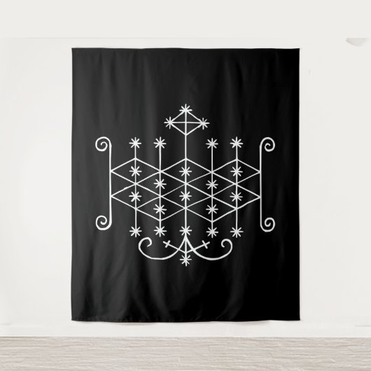 Ogoun-Sieb auf schwarz Wandteppich (Vorderseite)