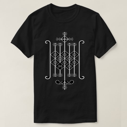 Ogoun Vodou Veve weiß auf schwarz T T-Shirt (Design vorne)