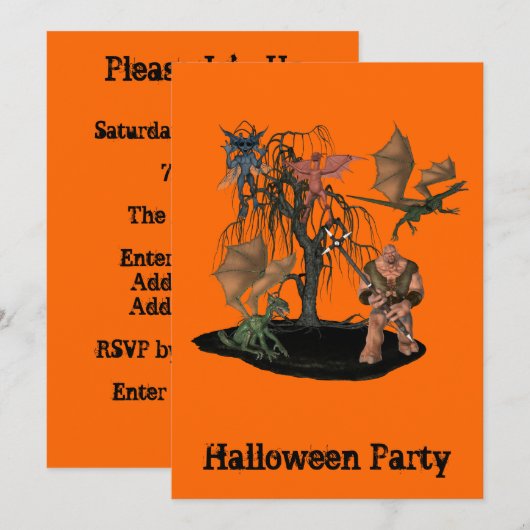 Ogre Goblins Monster Halloween Einladung (Vorne/Hinten)