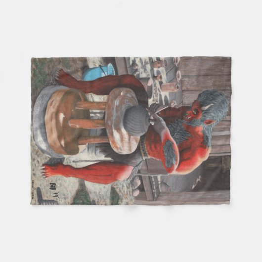 Ogre Making Japanese Potterie Fantasy Art Blanket Fleecedecke (Vorderseite (Horizontal))