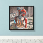 Ogre mit Potter Wheel Fantasy Art Canvas Print Leinwanddruck (Insitu (Holzboden))