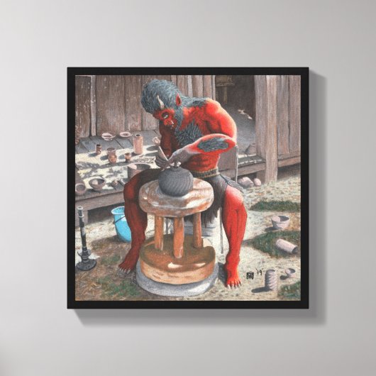 Ogre mit Potter Wheel Fantasy Art Canvas Print Leinwanddruck (Vorderseite)