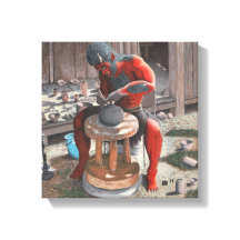 Ogre mit Potter Wheel Fantasy Art Canvas Print