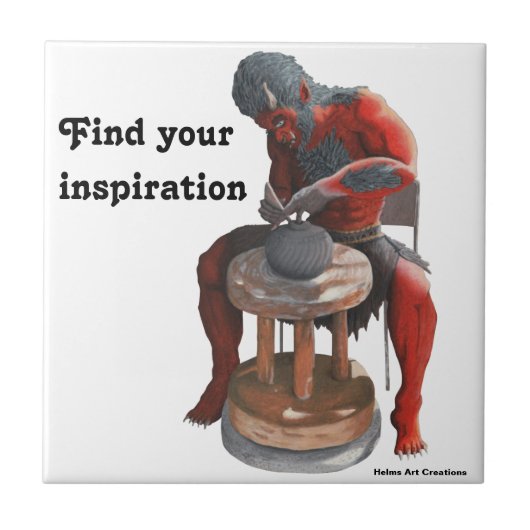 Ogre mit Teichrad-Fantasie dekorative Tile Fliese (Vorderseite)