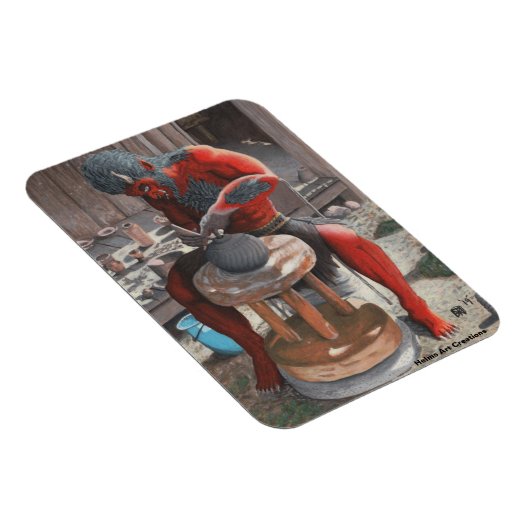 Ogre mit Teichrad Fantasy Flexible Magnet (Rechte Seite)