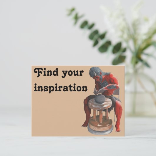 Ogre Spinning Pottery Wheel Fantasy Art Postkarte (Stehend Vorderseite)