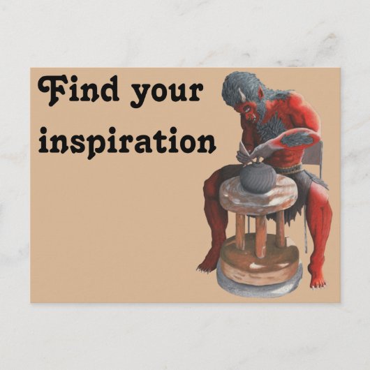 Ogre Spinning Pottery Wheel Fantasy Art Postkarte (Vorderseite)