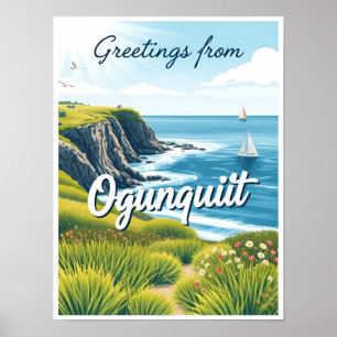 Ogunquit, Maine – Cliff Walk Ansichten vintage Poster