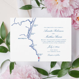 Ogunquit Maine Elegant Navy Map Wedding Einladung
