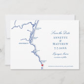 Ogunquit Maine Elegante Küstenkarte Hochzeit Save The Date (Vorderseite)