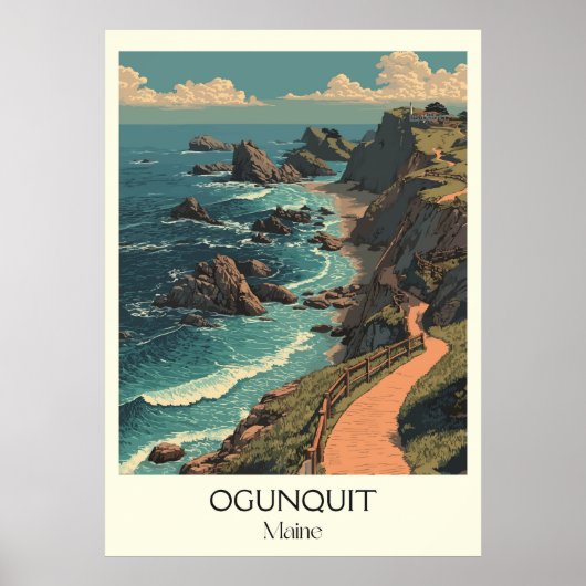 Ogunquit Maine Vintage Küstenstraße Poster (Vorne)