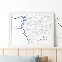 Ogunquit Maine Wedding Modern Guest Book Poster