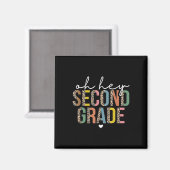 Oh, 2. Klasse zurück zur Schule Leopard für Magnet (Vorderseite/Rückseite)