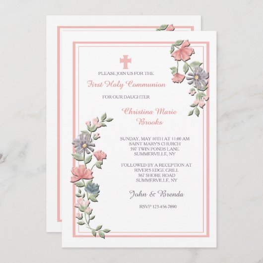 Oh, also rosa Einladung (Vorne/Hinten)