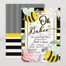 Oh BaBEE Bee Floral Chic Yellow Baby Shower