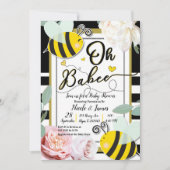 Oh BaBEE Bee Floral Yellow Gold Baby Dusche Einladung (Vorderseite)