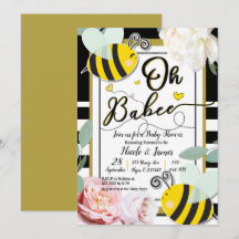 Oh BaBEE Bee Floral Yellow Gold Baby Dusche