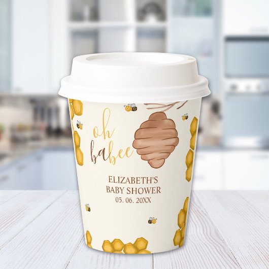 Oh Babee Bee Themed Neutral Baby Shower  Pappbecher
