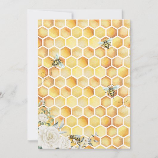 Oh BaBee Bee White Floral Baby Shower Einladung (Rückseite)