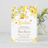 Oh Babee Bienen Blumengeschlecht Neutrale Baby Dus Einladung (Stehend Vorderseite)
