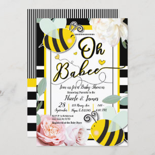 Oh BaBEE Bienenflora-Chic Yellow Baby-Dusche Einladung