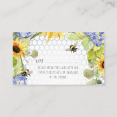 Oh Babee Bumblebee Sonnenblume Babywindeln Visitenkarte (Rückseite)