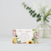 Oh Babee Bumblebee Sonnenblume Girl Diaper Raffle Visitenkarte (Stehend Vorderseite)