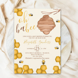 Oh Babee Cute Watercolor Bee Baby shower Einladung