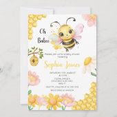 Oh Babee Honey bee Girl Baby Shower Einladung (Vorderseite)