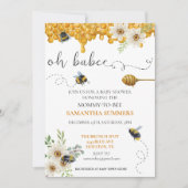 Oh Babee Watercolor Honeycomb Bee Dusche Einladung (Vorderseite)