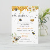 Oh Babee Watercolor Honeycomb Bee Dusche Einladung (Stehend Vorderseite)
