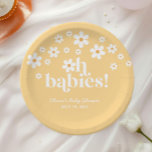 Oh Babies boho Daisy gelbe Zwillinge Babydusche Pappteller<br><div class="desc">Oh Babys! Retro inspiriert Twin Baby Dusche Teller mit 70er-Stil und boho Schriftart und Farben.</div>