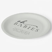 Oh Babies bringen grüne Minimalistische Babydusche Pappteller (Schrägansicht)