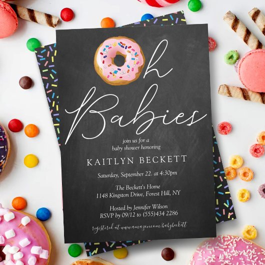Oh Babies Donut Sprinkle Twin Baby Dusche Einladung
