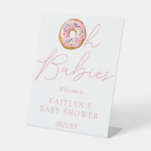 Oh Babies Donut Sprinkle Twin Baby Dusche Willkomm Sockelschild (Vorderseite)
