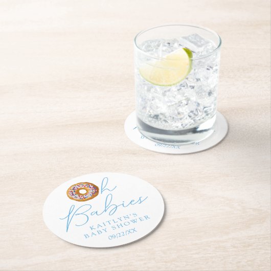 Oh Babies Donut Sprinkle Twin Boys Baby Dusche Runder Pappuntersetzer (Vor Ort)