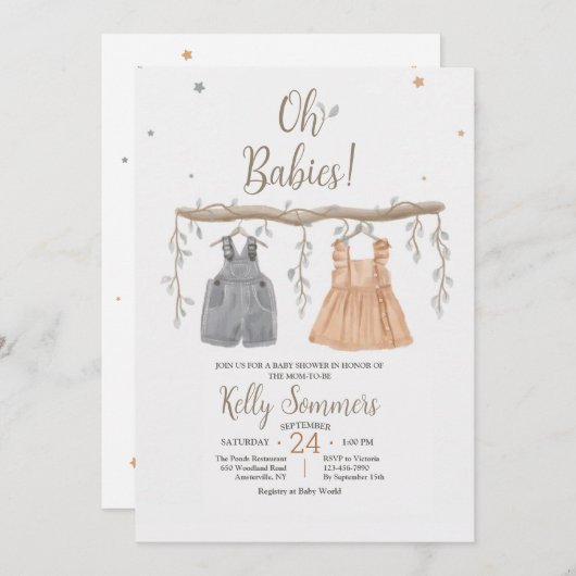 Oh Babies Dusche Einladung (Vorne/Hinten)