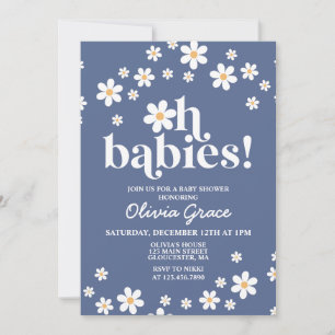 Oh Babies! Gänseblümchen marineblaue Babyparty Einladung