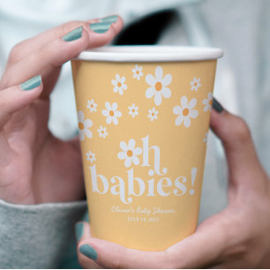 Oh Babies Retro Daisy gelbe Babydusche Pappbecher